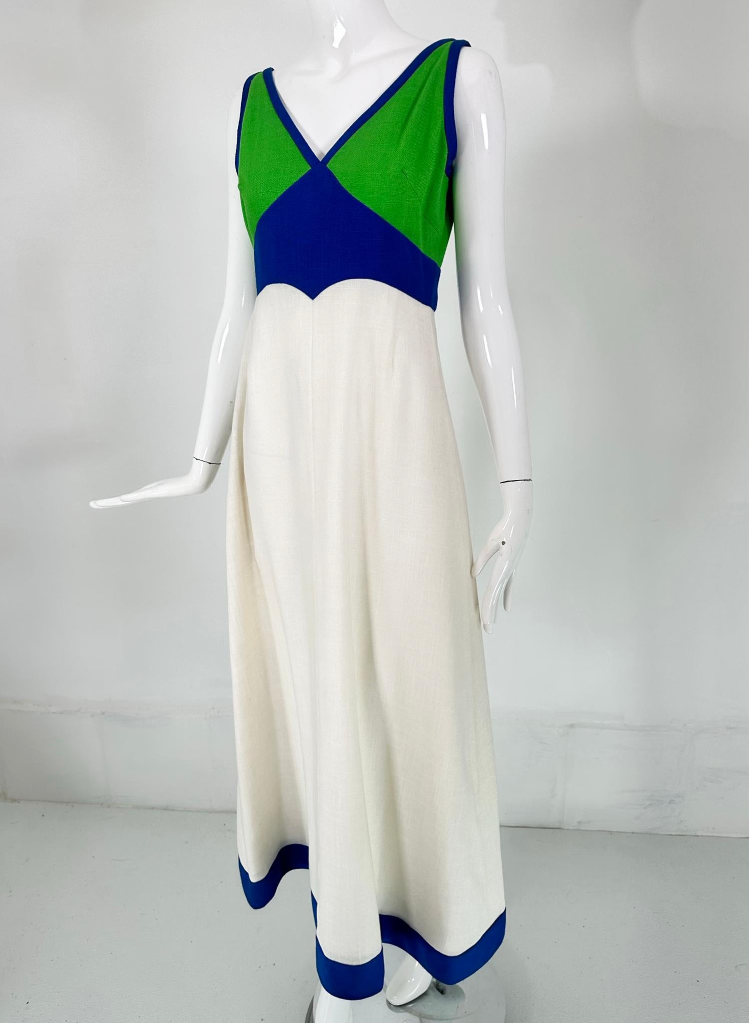 Shannon Rodgers for Jerry Silverman Colour Block Linen Maxi Dress 1970s 4