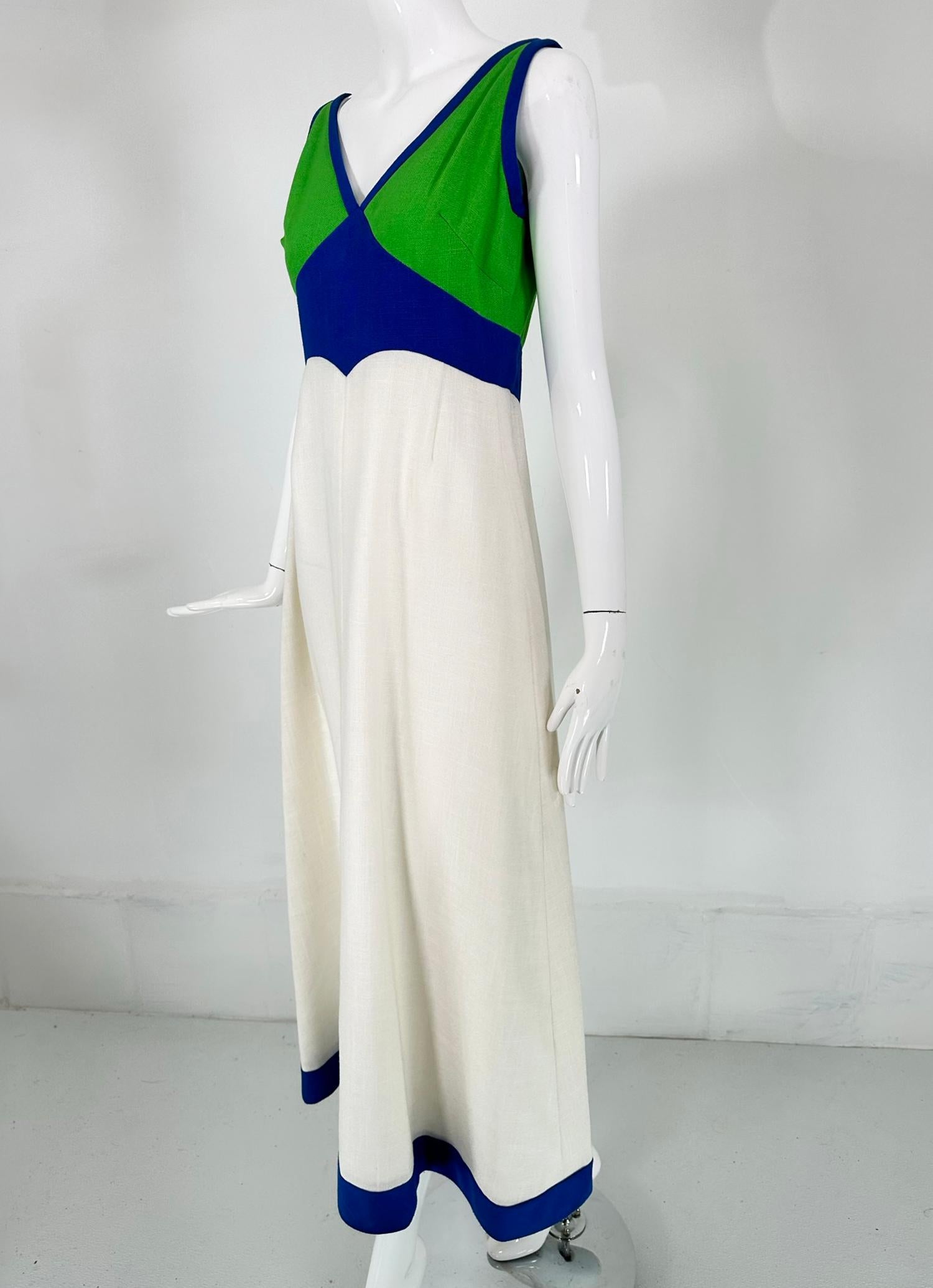 Shannon Rodgers for Jerry Silverman Colour Block Linen Maxi Dress 1970s 5