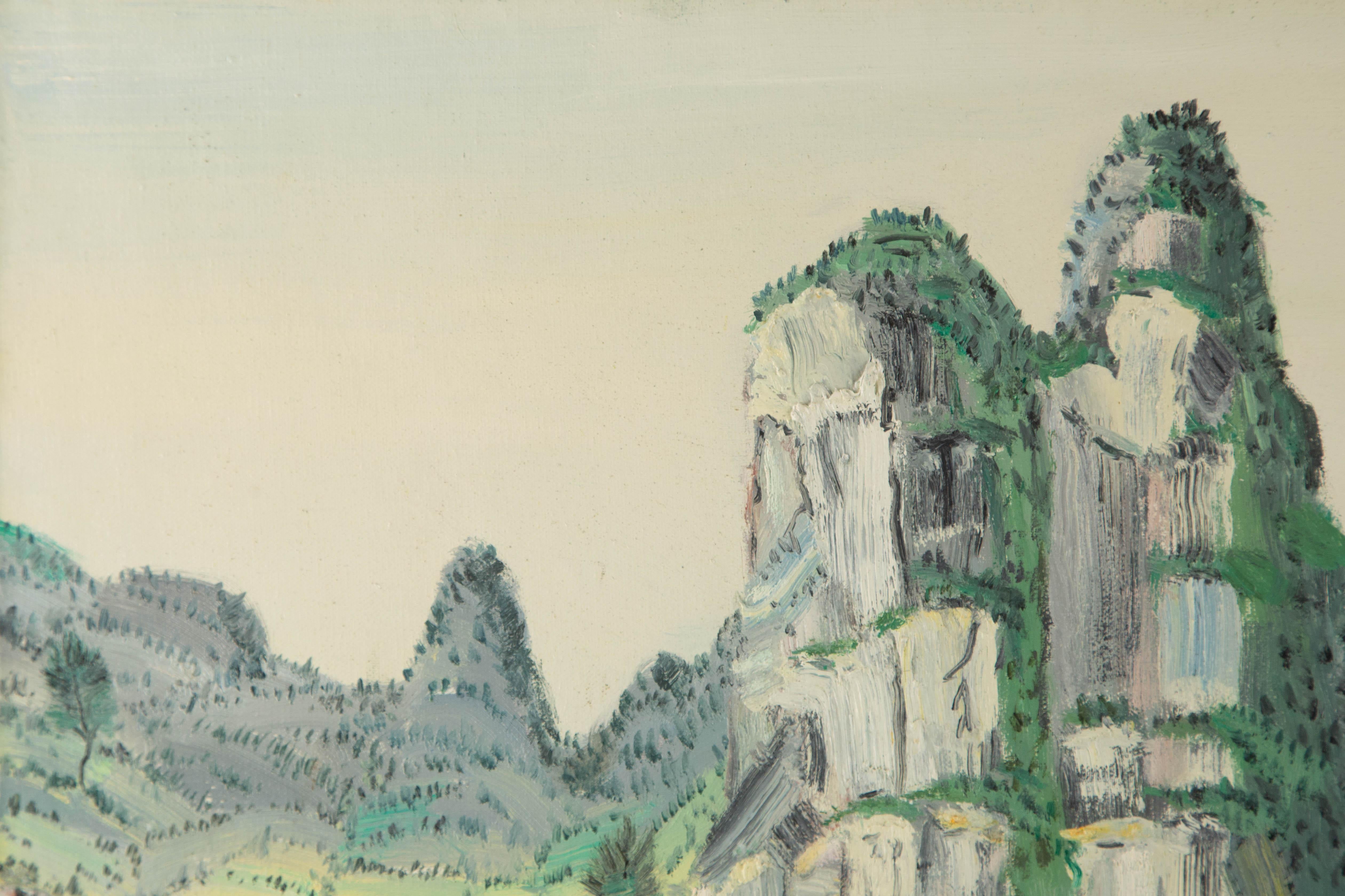 Shanquan Liang Landscape Original Oil On Canvas 