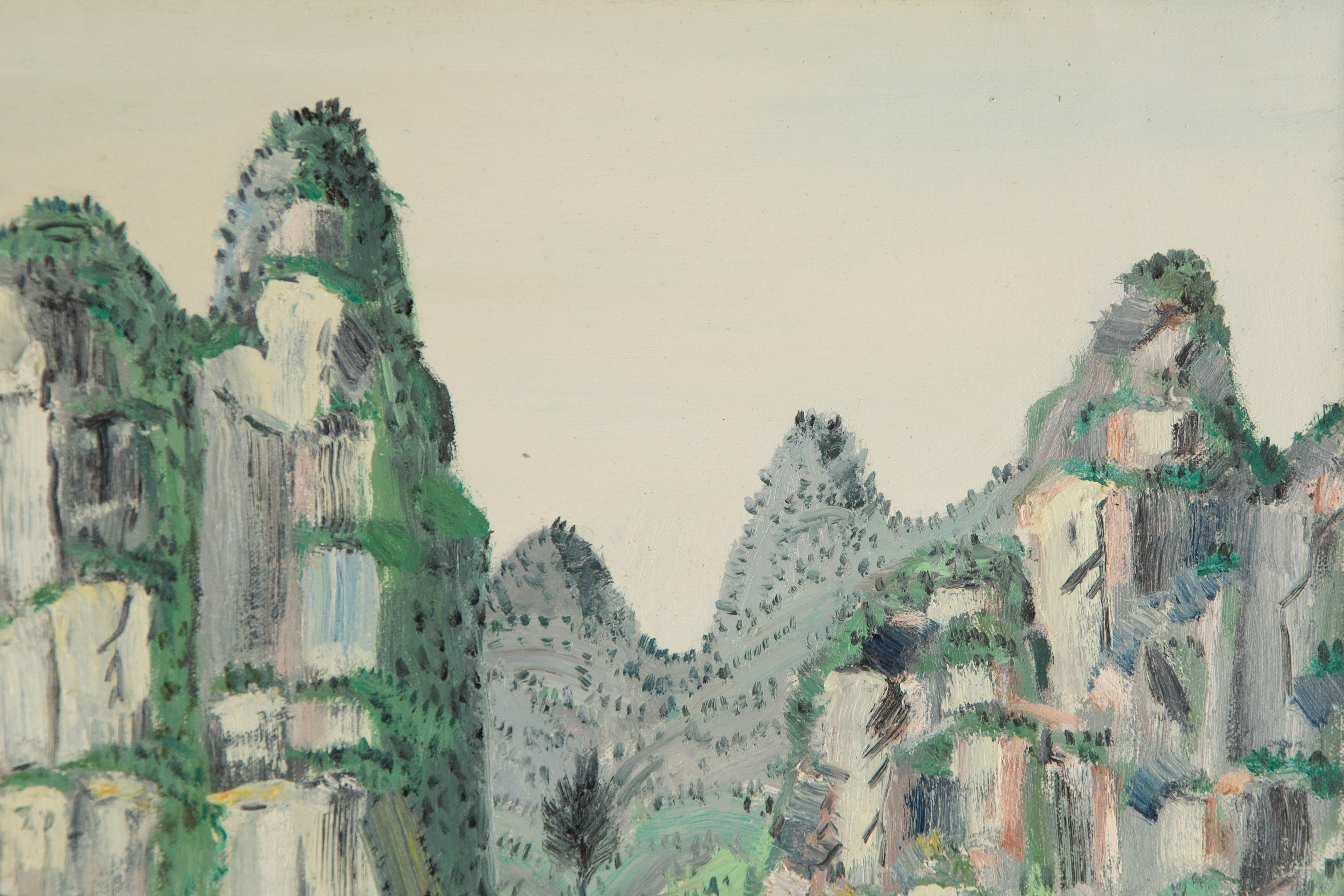 Shanquan Liang Landscape Original Oil On Canvas 