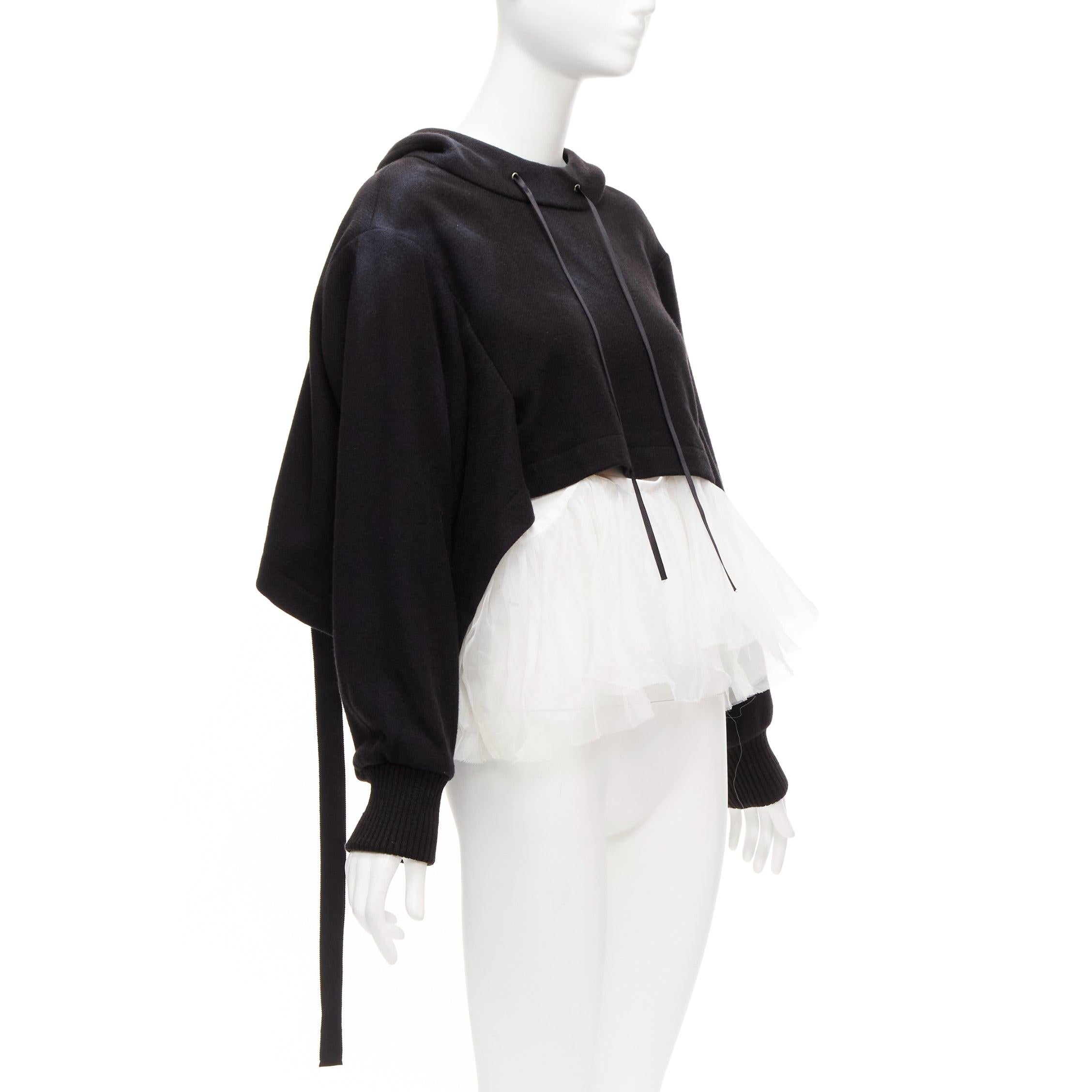 SHANSHAN RUAN black black yak white silk detachable tulle layer hoodie FR36 XS
Reference: AAWC/A00631
Brand: Shanshan Ruan
Material: Wool, Silk
Color: Black, White
Pattern: Solid
Closure: Slip On
Extra Details: Tulle part is