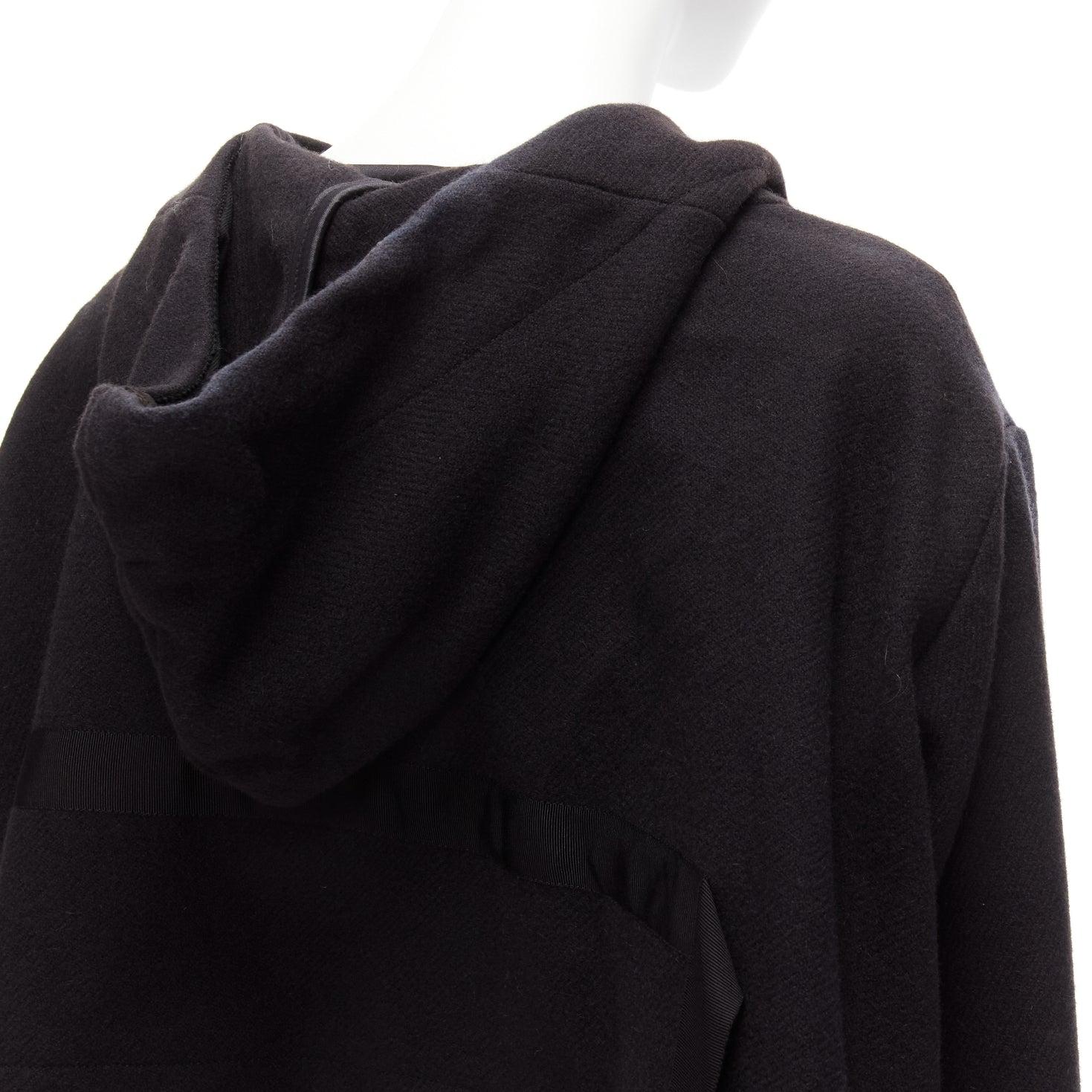 SHANSHAN RUAN black black yak white silk detachable tulle layer hoodie FR36 XS For Sale 3