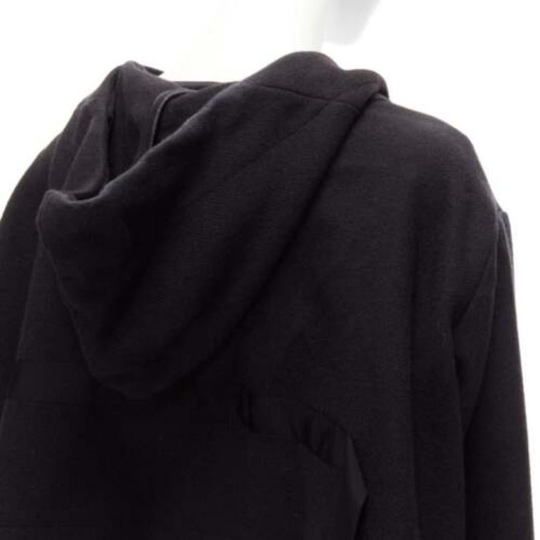 SHANSHAN RUAN nero nero yak bianco seta staccabile tulle strato felpa con cappuccio FR36 XS in vendita 2