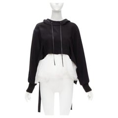 SHANSHAN RUAN black black yak white silk detachable tulle layer hoodie FR36 XS
