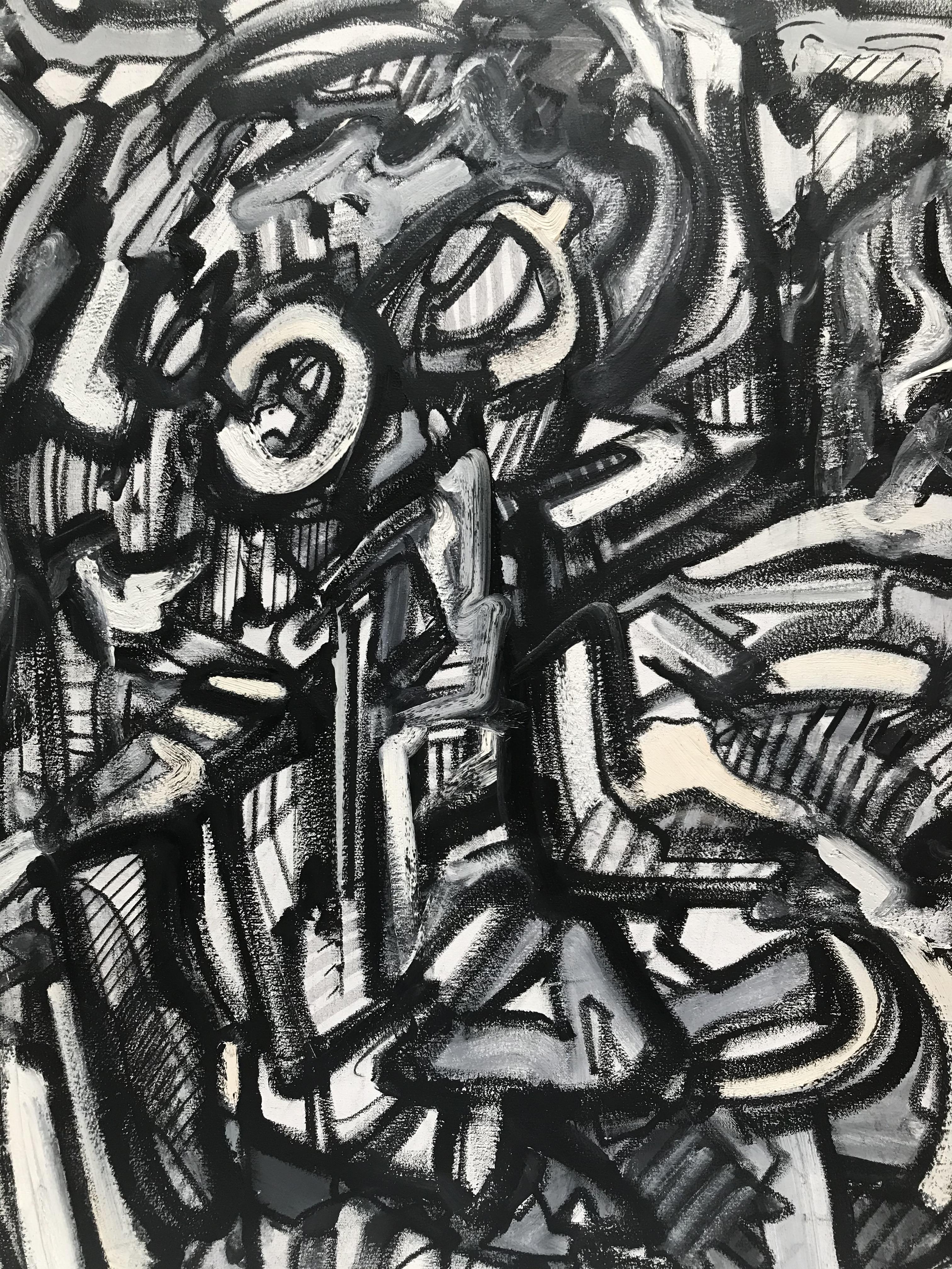Black and White Acrylic Abstract by Shant Beudjekian For Sale 1
