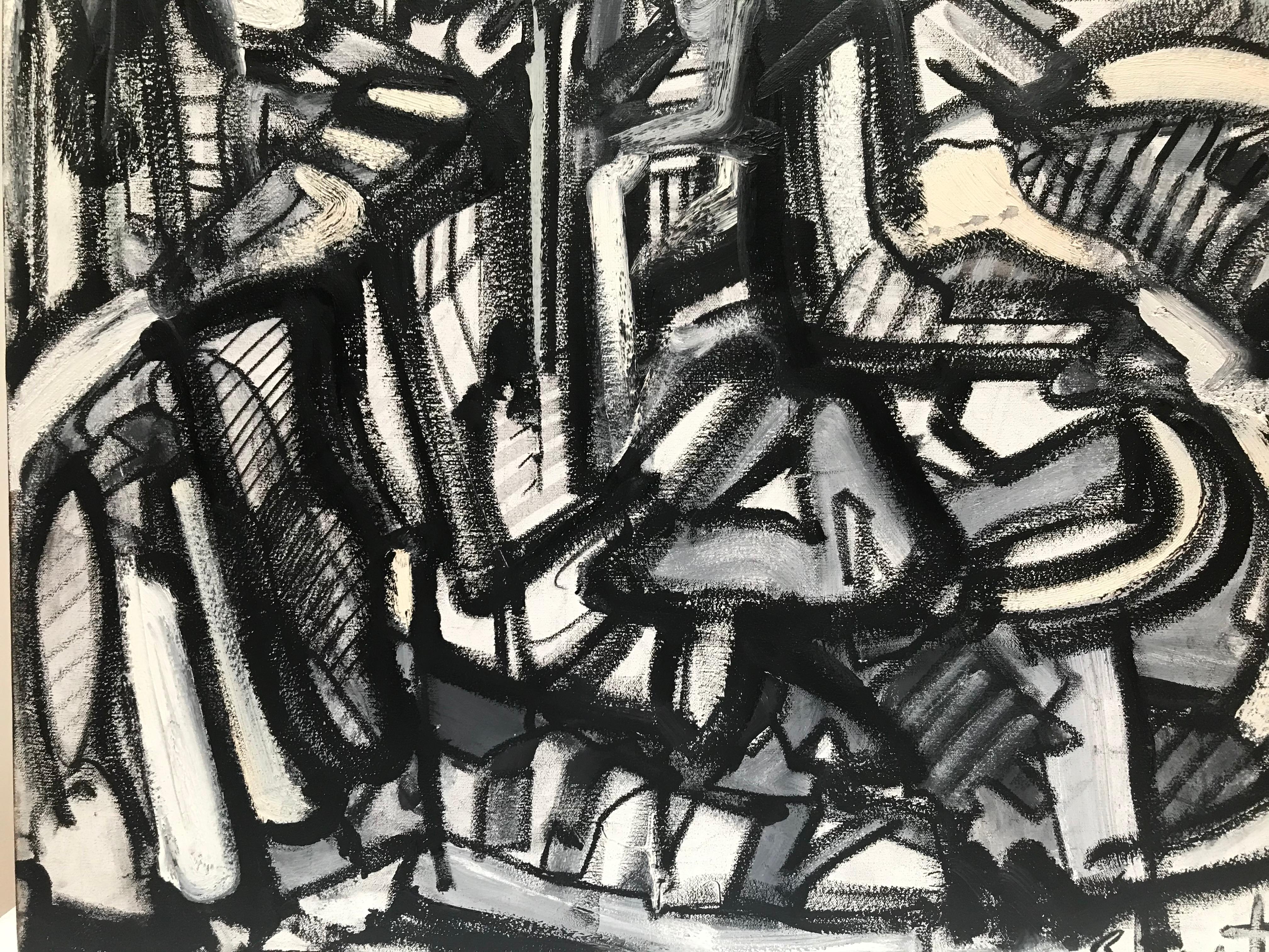 Black and White Acrylic Abstract by Shant Beudjekian For Sale 3