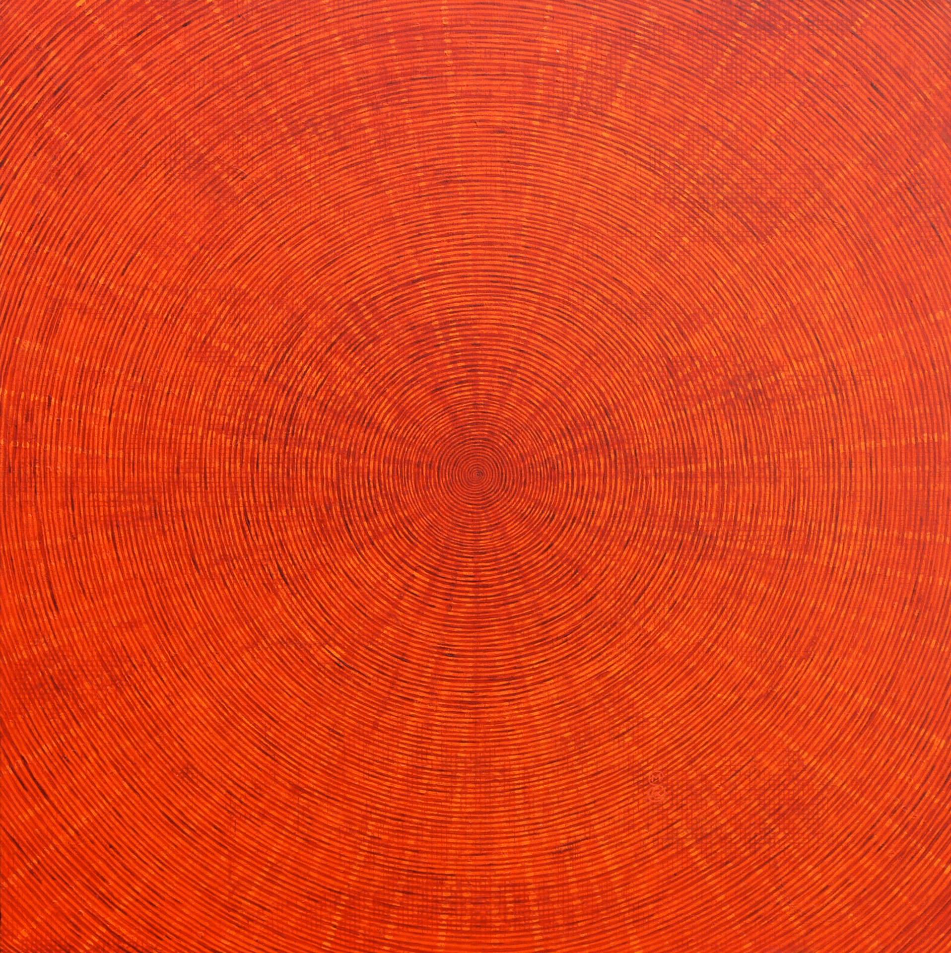 Shanthi Chandrasekar Abstract Painting - Chakra - Orange
