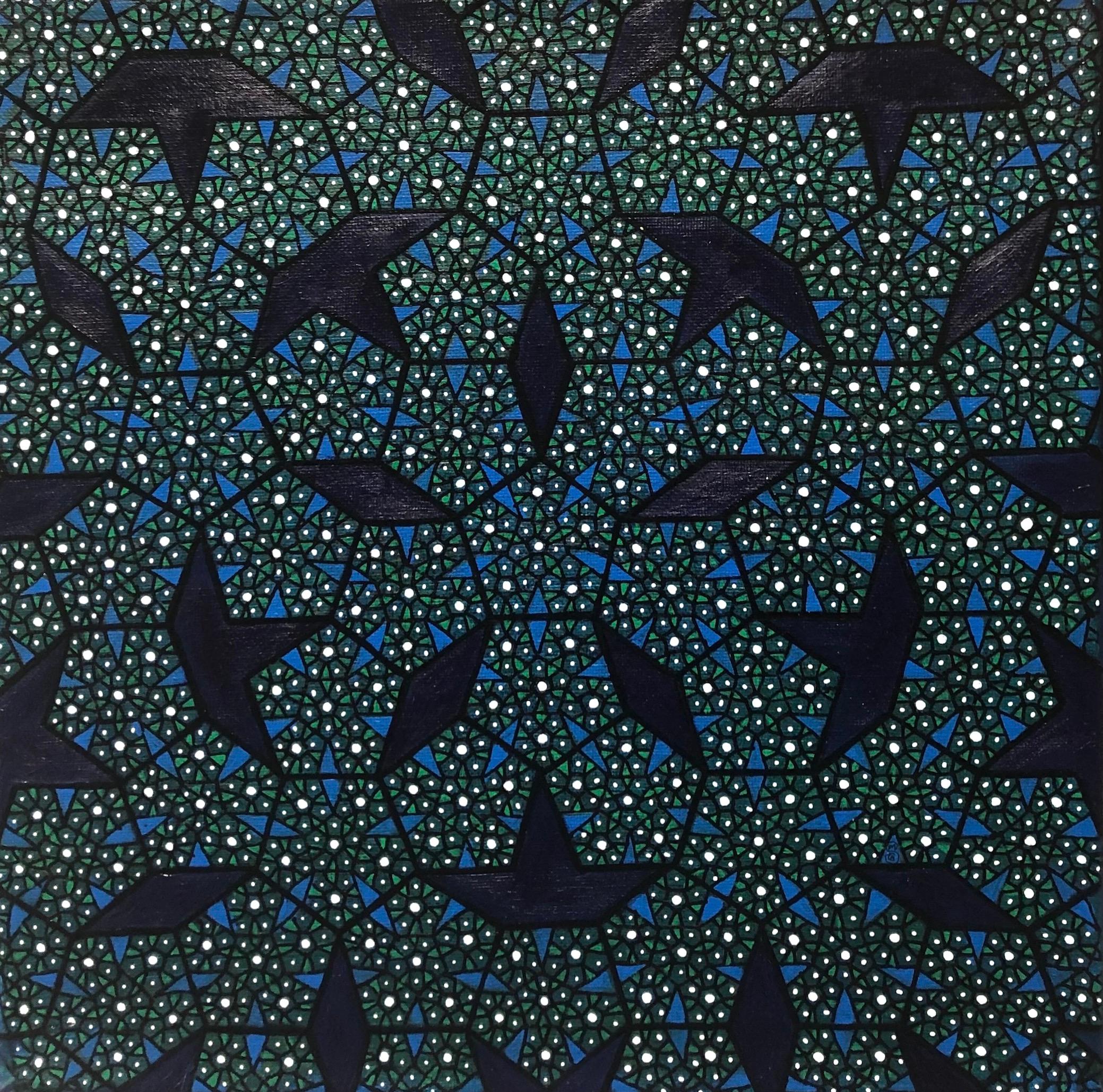 Shanthi Chandrasekar Abstract Painting - Pentagons - Cosmos