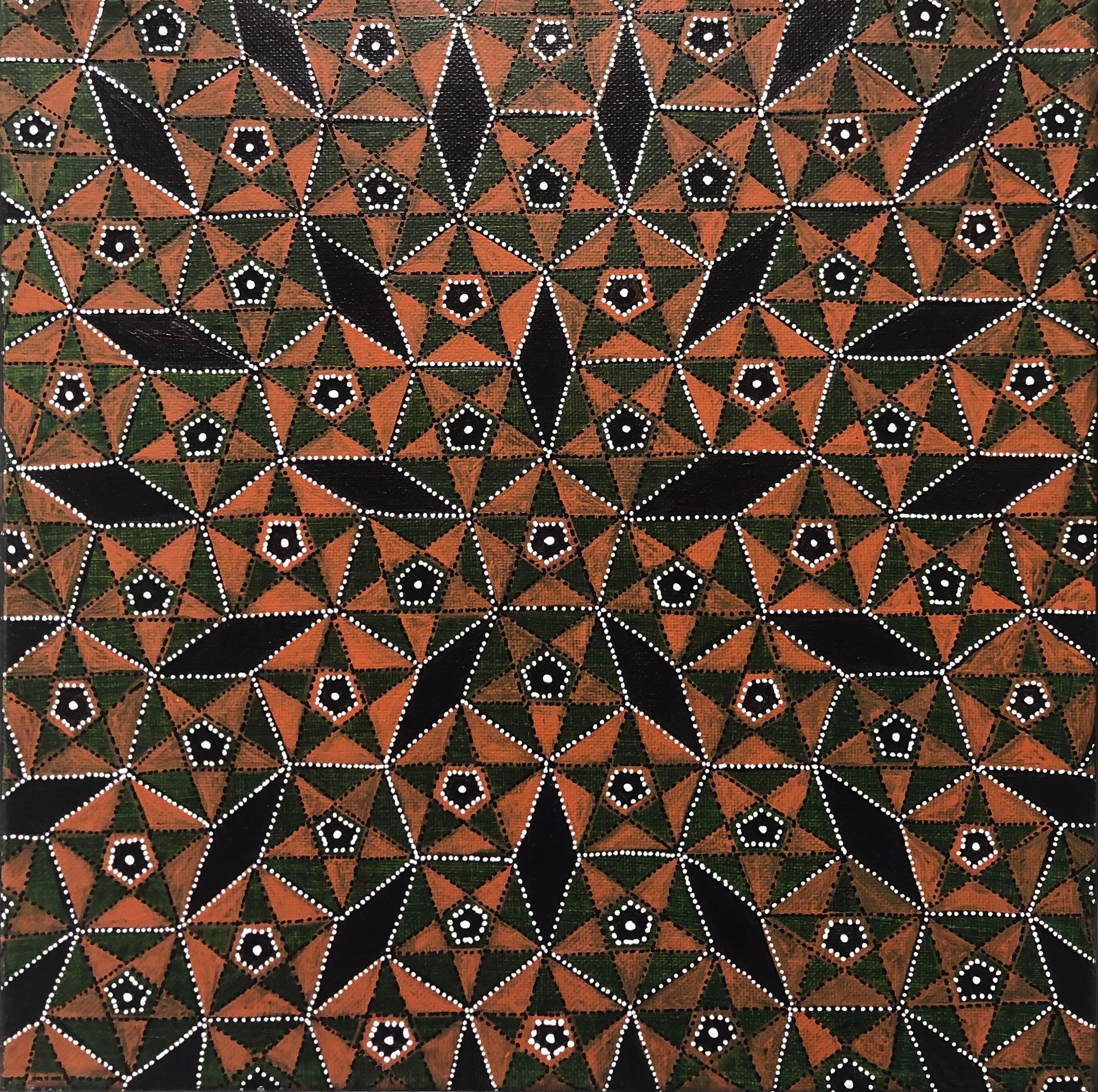 Shanthi Chandrasekar Abstract Painting - Pentagons - Matter & Antimatter