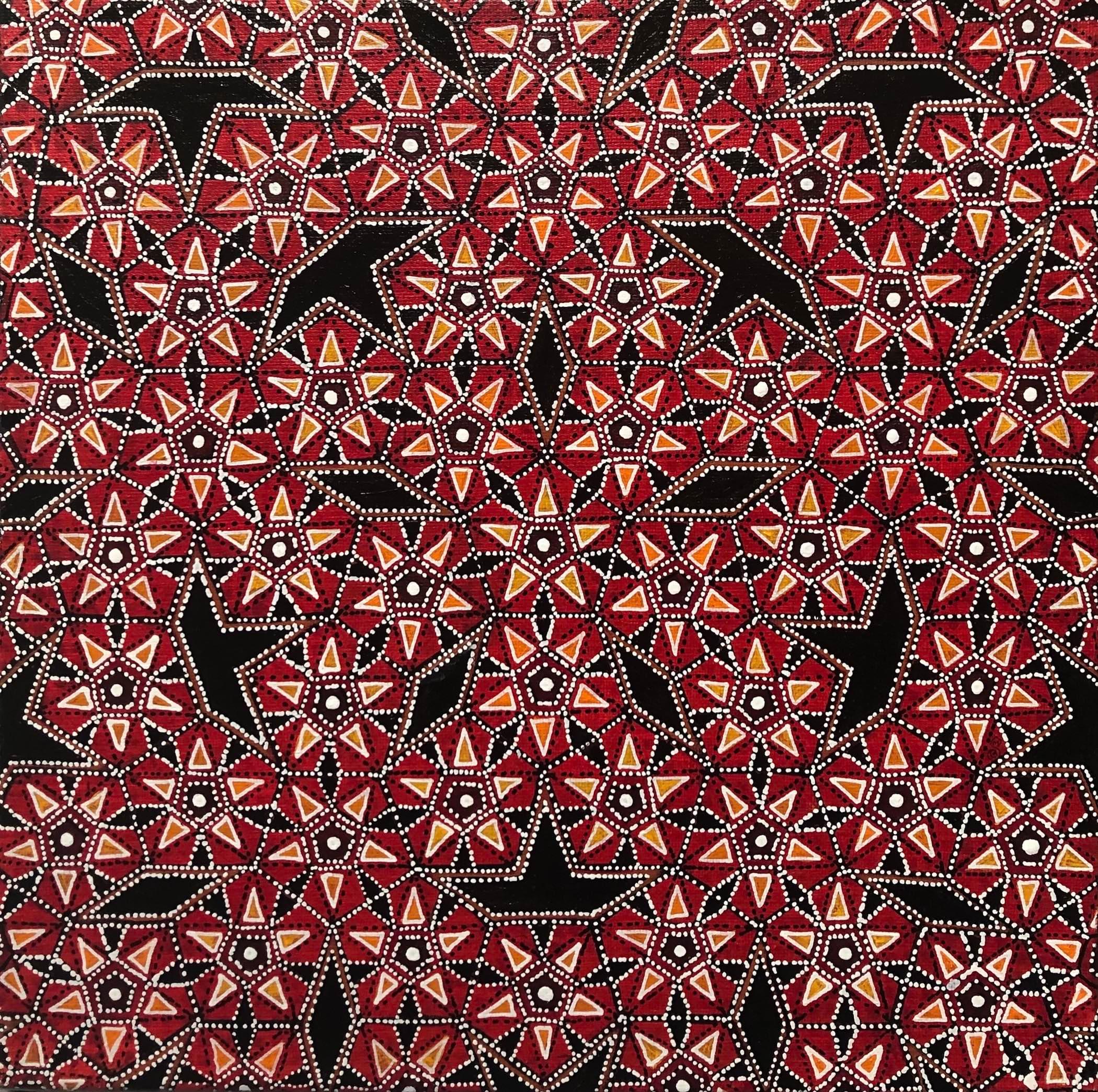Shanthi Chandrasekar Abstract Painting - Pentagons - Stars & Blackholes