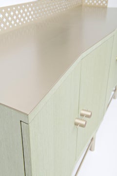 Shanti Luxury Artisanal Cabinet, Metal Structure, Jewel Handles & Fabric Effect