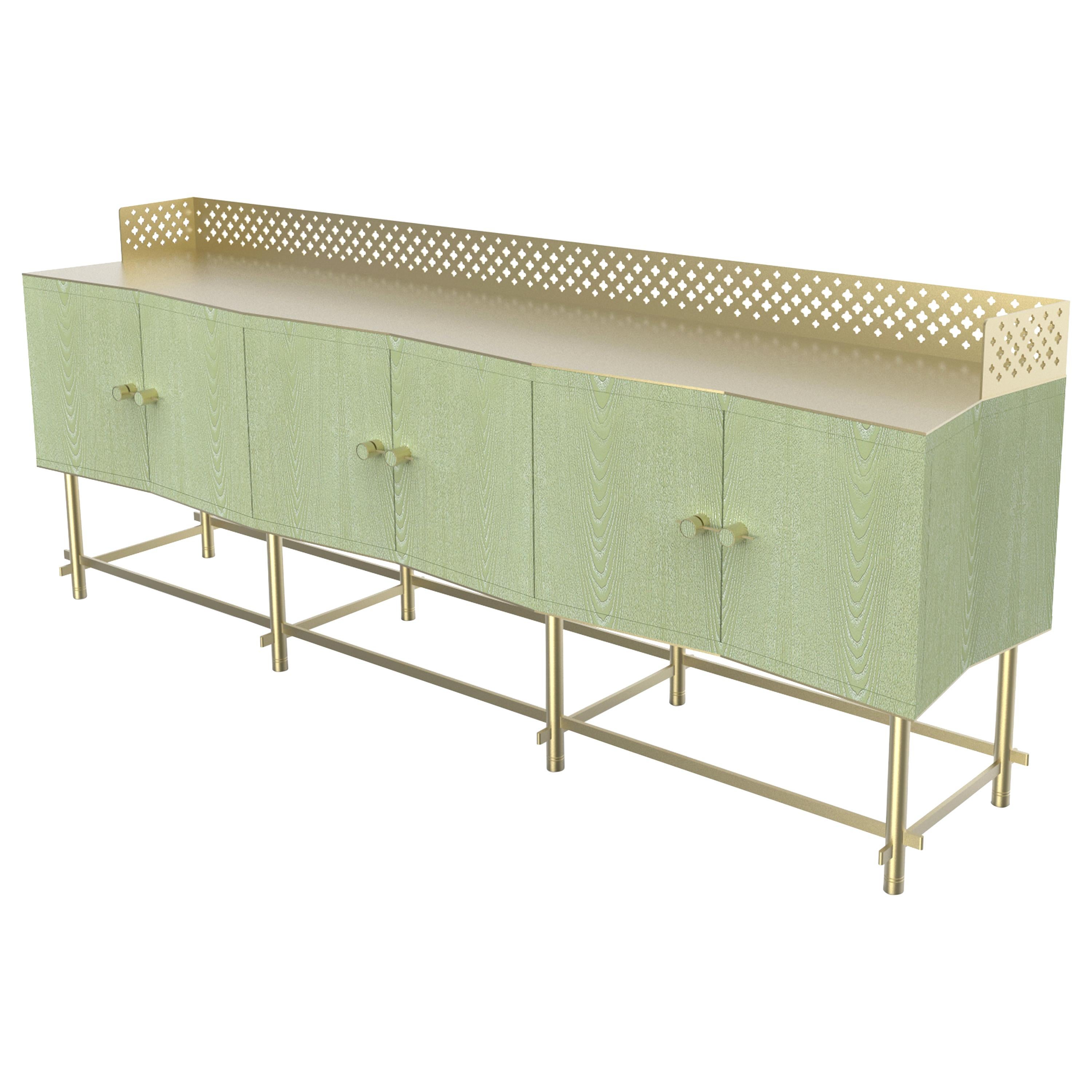 Shanti II Luxury Cabinet in Fabric Effect Wood, Jewel Handels, Made in Italy For Sale