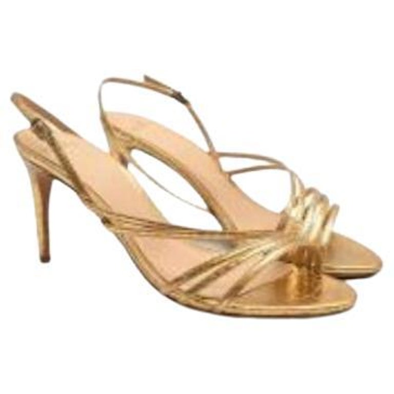 Shanty Exotic Watersnake Metal Oro Heeled Sandals For Sale at 1stDibs