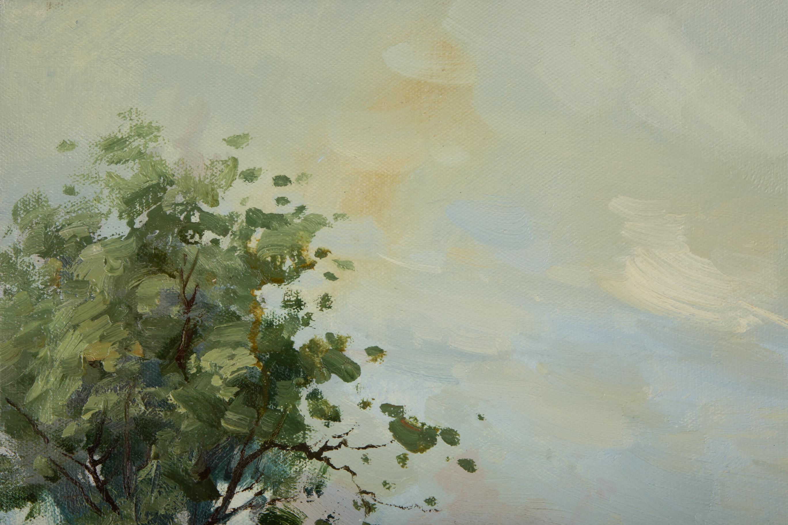 ShanWen Mou Landscape Original Oil Painting 