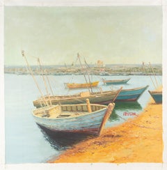 Shanwen Mou Waterscape Original Oil On Canvas "Boat"