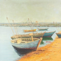 Shanwen Mou Waterscape Original Oil On Canvas "Boat"