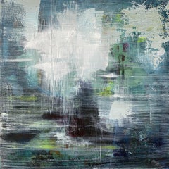 "Chopin Nocturne Op 9 No 2", mixed media, abstract, landscape, blue, green