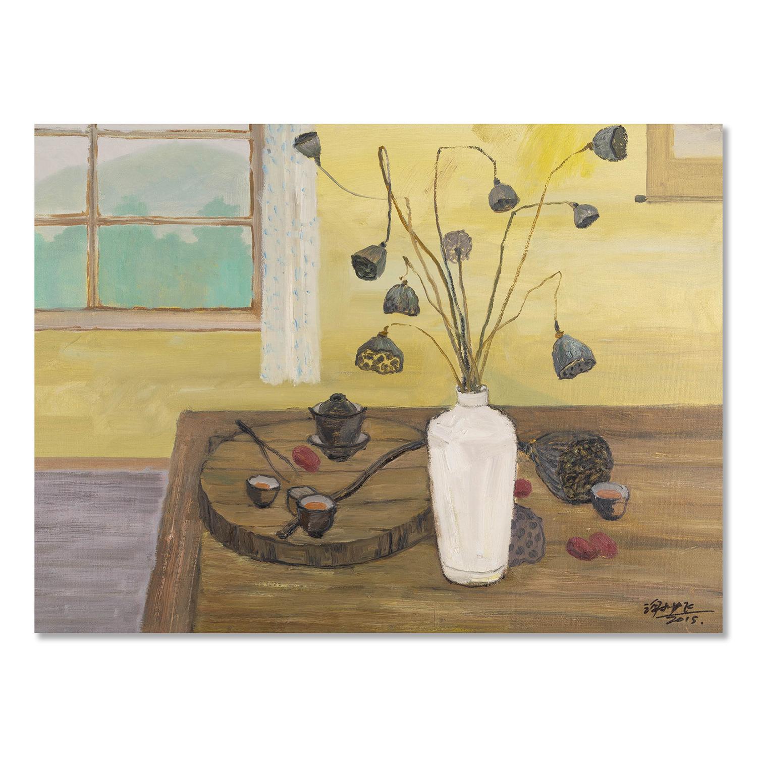 Huile impressionniste originale sur toile « Un coin de l'étude » de Shaofei Xie en vente 1