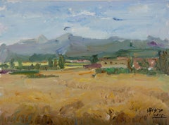 ShaoFei Xie Landscape Original Oil On Canvas "Wheat Yellow Season"