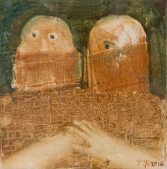 Shaohua Nong Surrealist Original Öl auf Leinwand "Wegschauen"