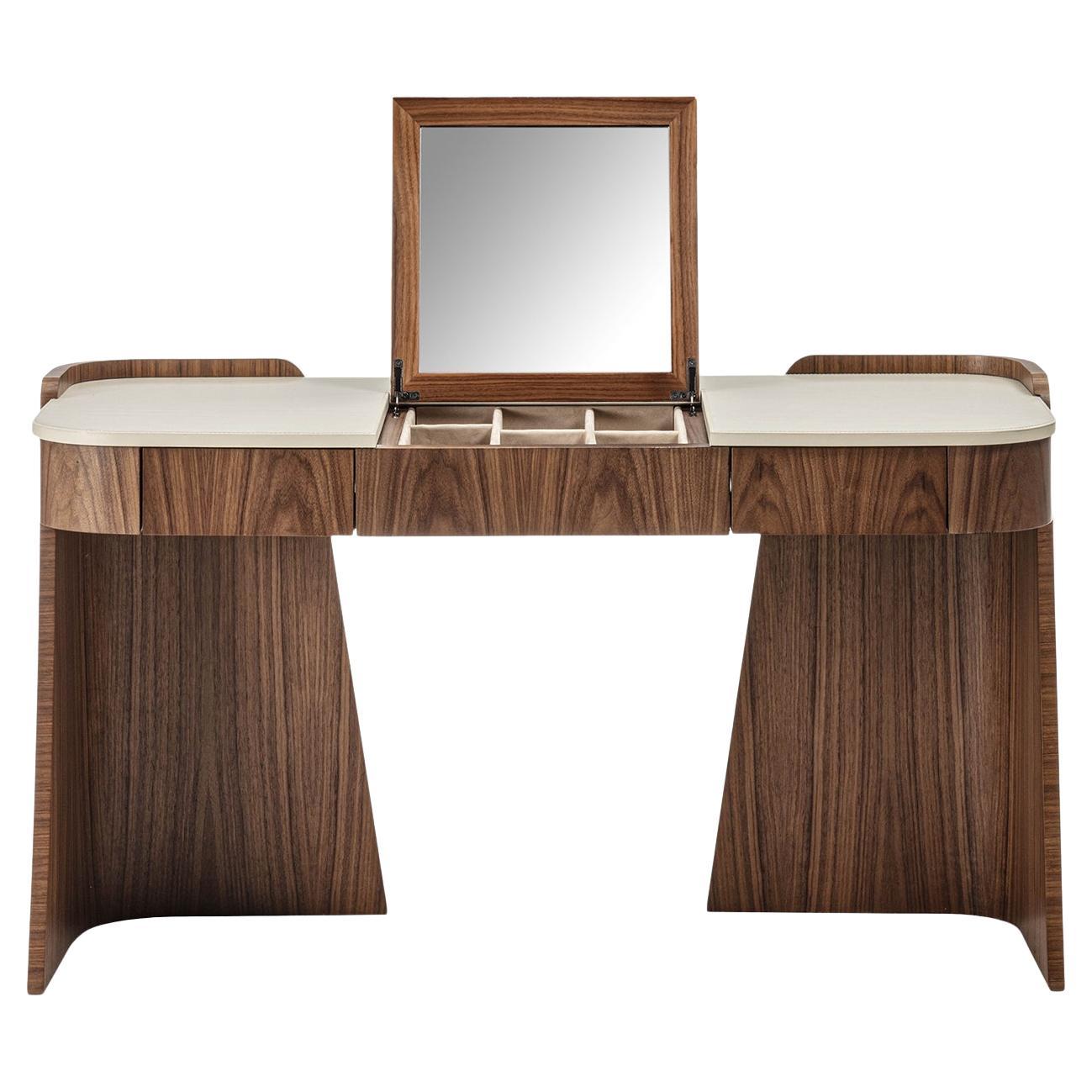 Shape Leather & Canaletto Walnut Vanity Desk