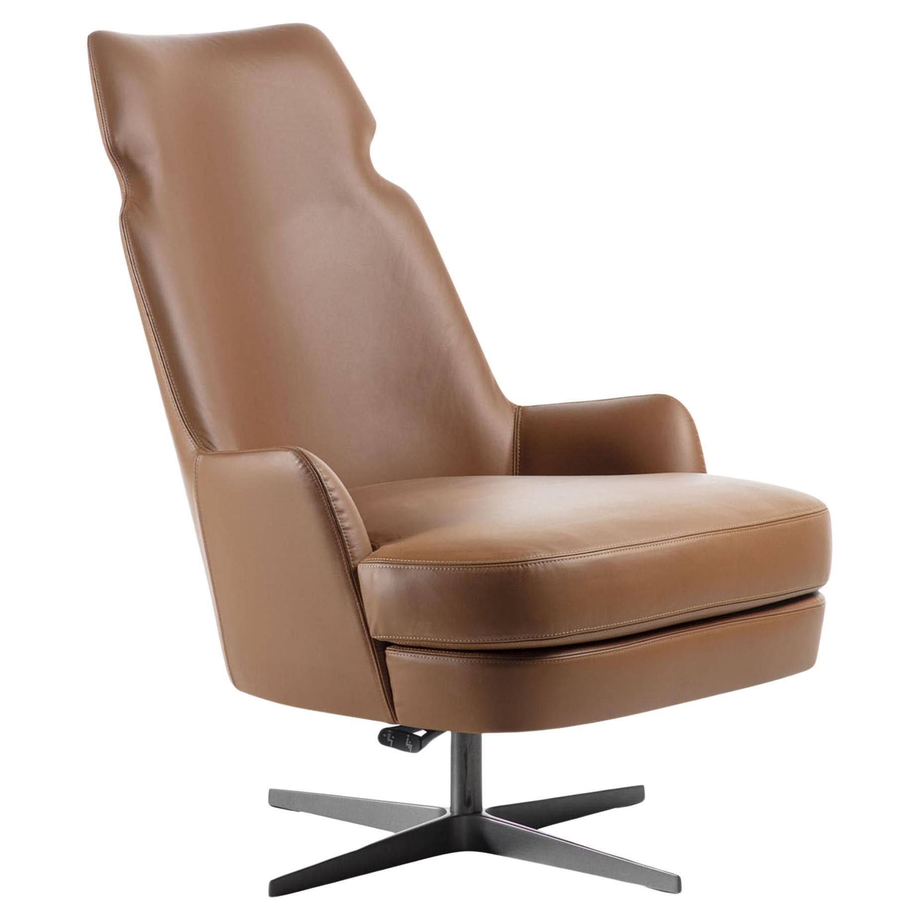 Shape Leather Swivel Bergere For Sale