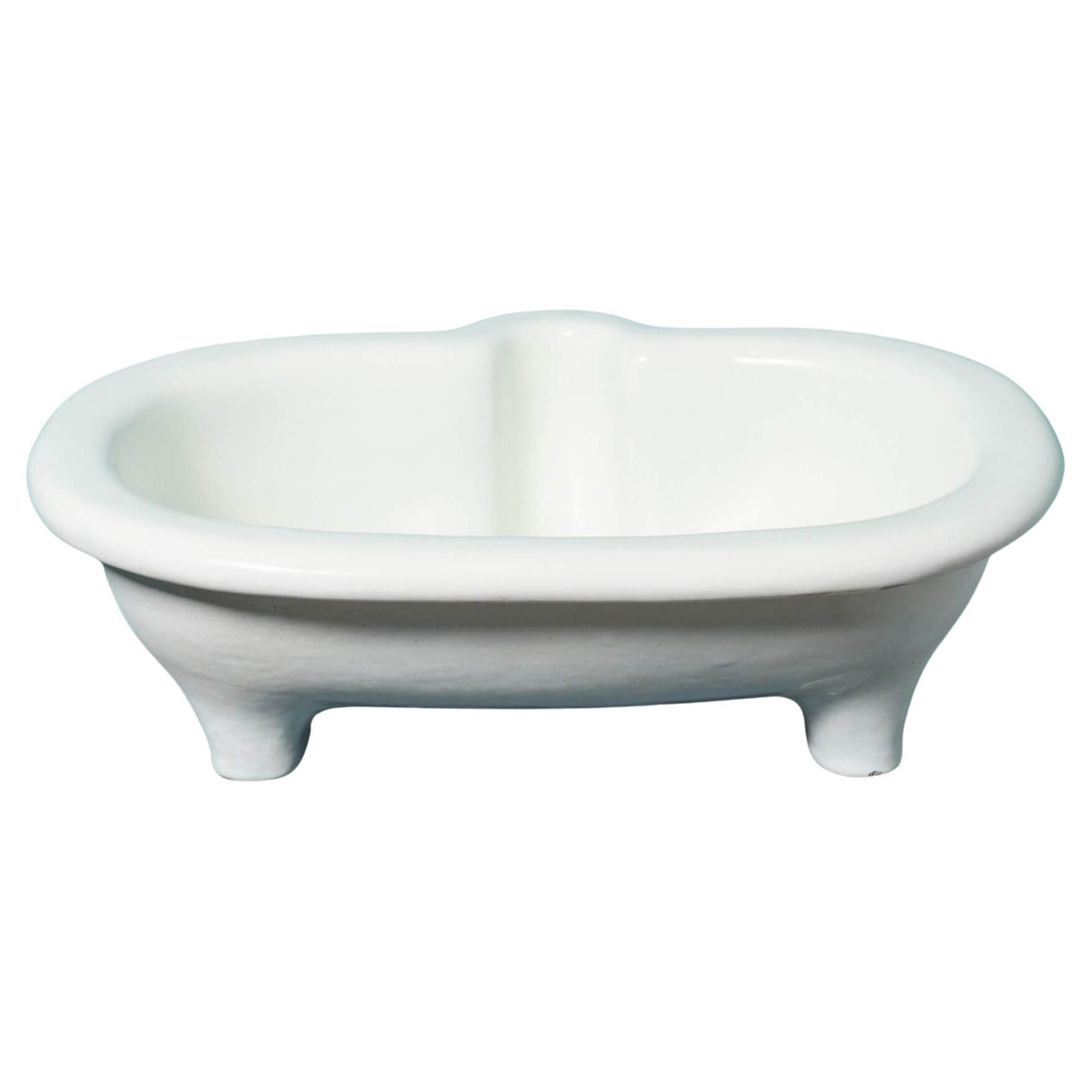 Shaped Antique Counter Top Stoneware Basin For Sale