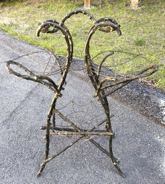 Gothic Shaped Bamboo Tiered Plant Stand w/ Wire Spider Web Holders Painted Black