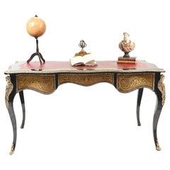 Vintage Shaped Boulle Bureau Plat Desk French Interiors