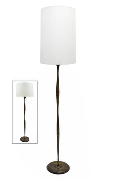 Shaped Bronze Floor Lamp, Art Deco, France, circa 1930