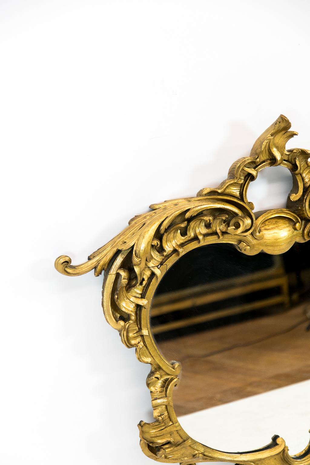 English Shaped Gilt Rococo Mirror For Sale