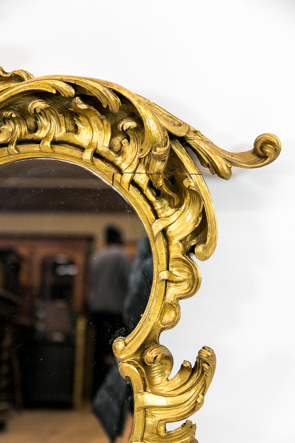 Mid-19th Century Shaped Gilt Rococo Mirror For Sale