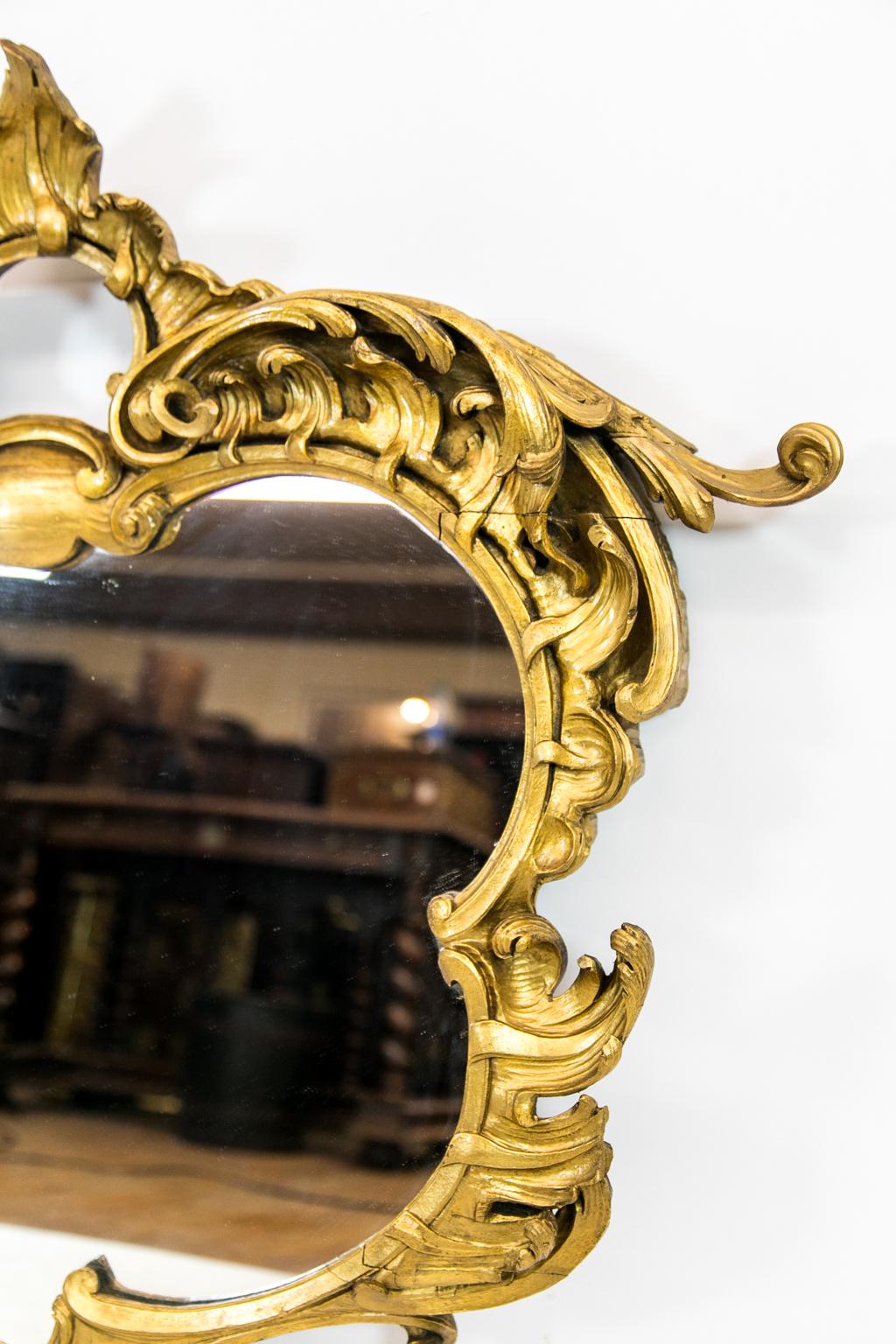 Shaped Gilt Rococo Mirror For Sale 1
