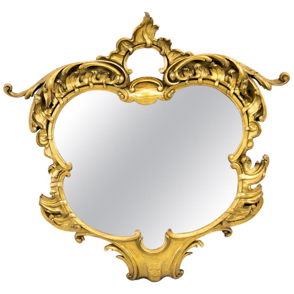 Vergoldeter Rokokospiegel in Form eines Spiegels