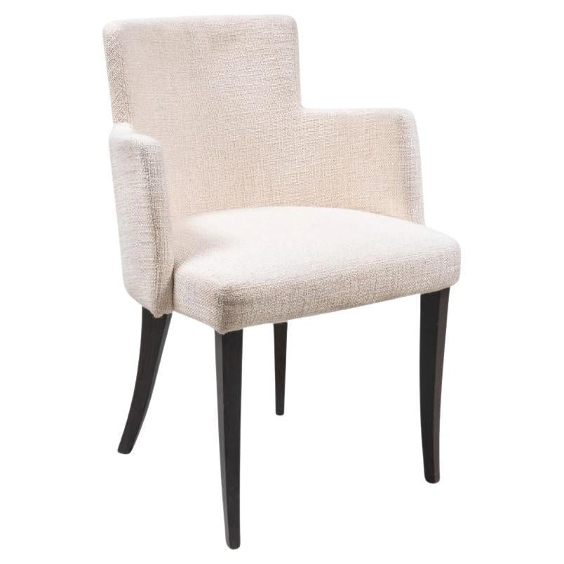 Shaped Heavy Linen Upholstered Arm Chair For Sale