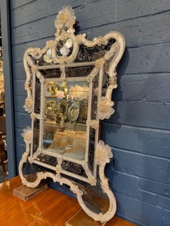 Shaped Italian Etched Murano Glass Mirror