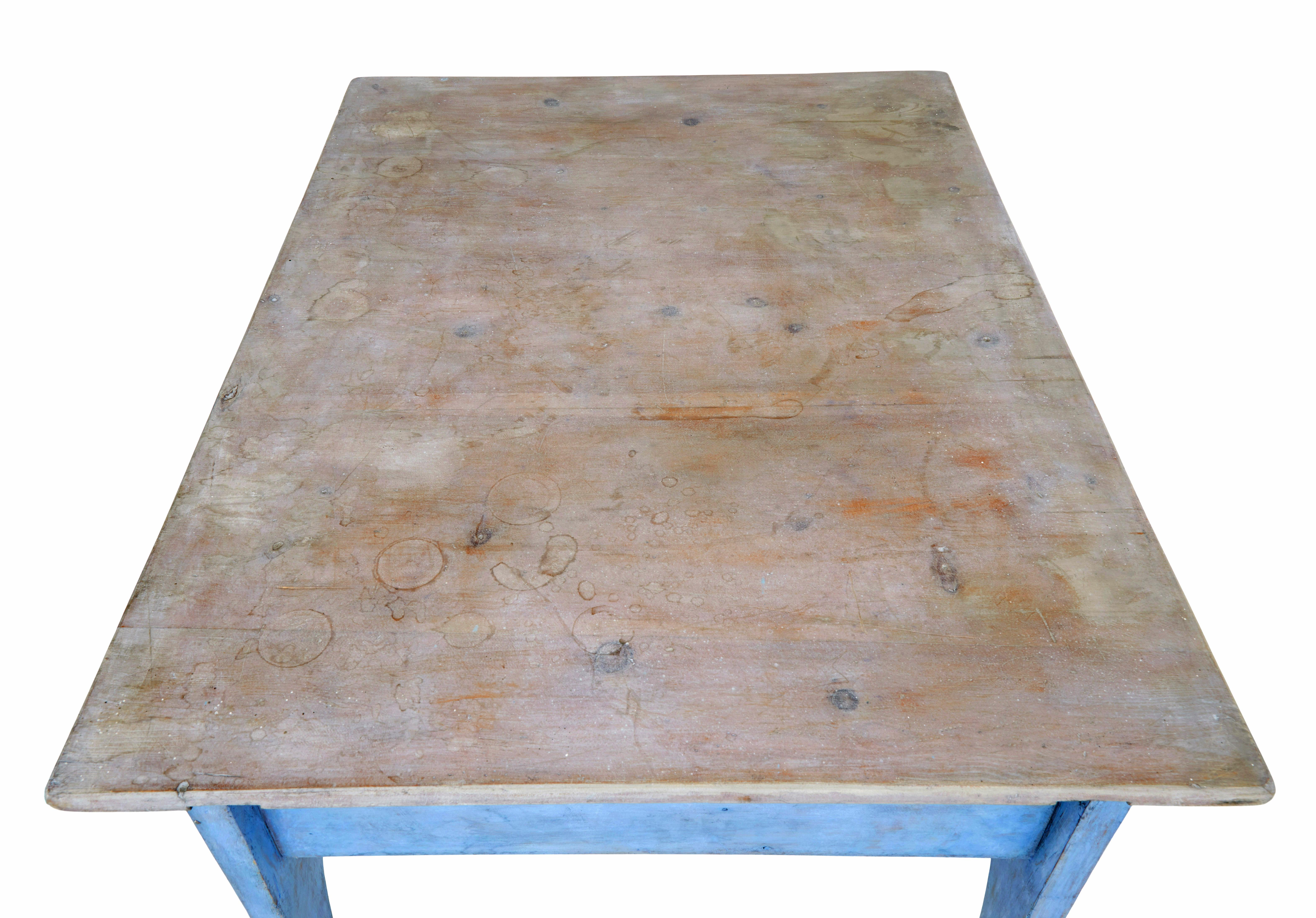 Pine Shaped mid 19th century painted Swedish pine side table For Sale