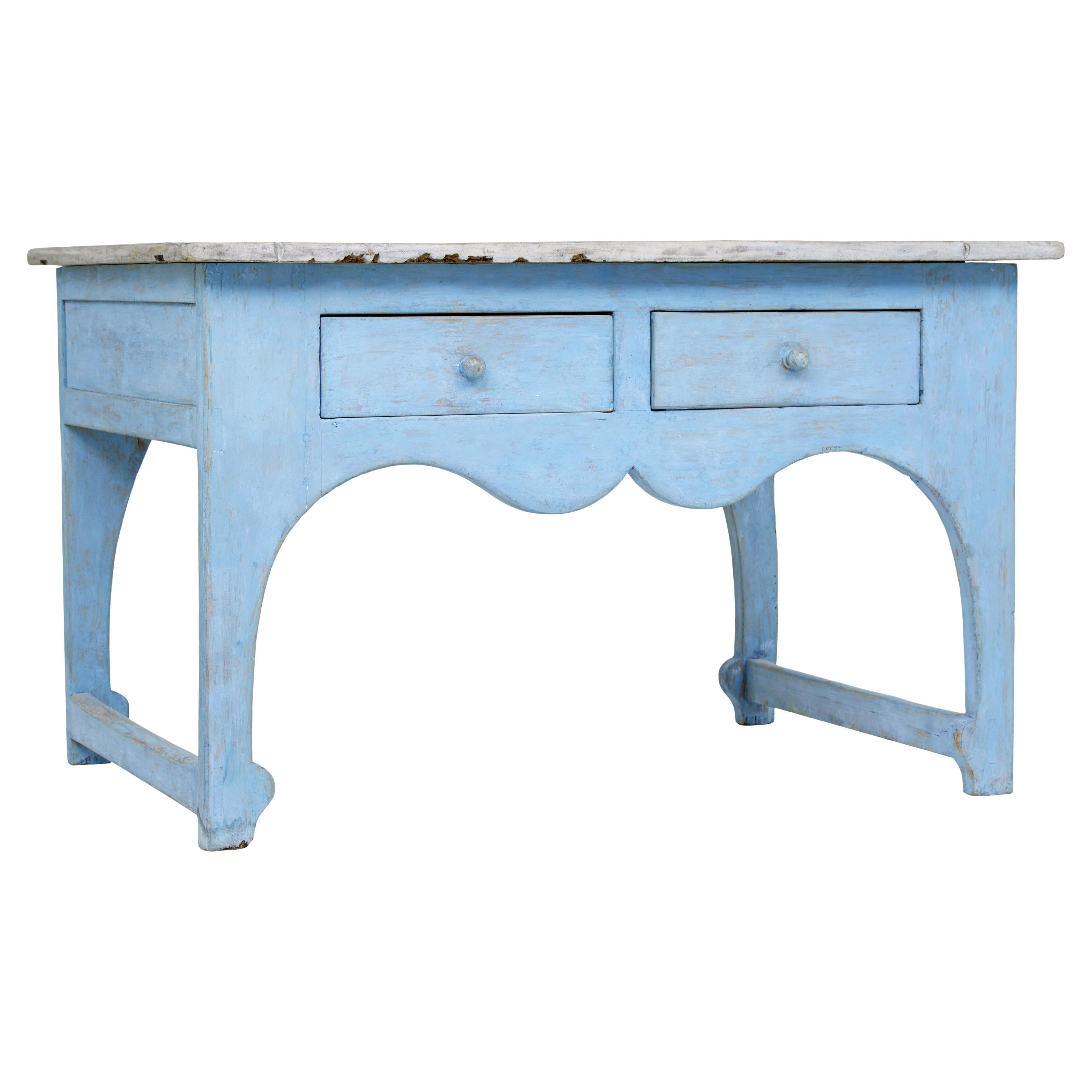 Shaped mid 19th century painted Swedish pine side table For Sale
