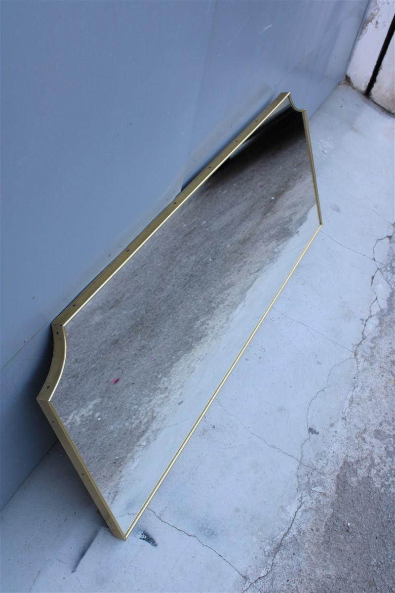 Shaped mirror from the 1950s in gilded aluminum Italian design rectangular.