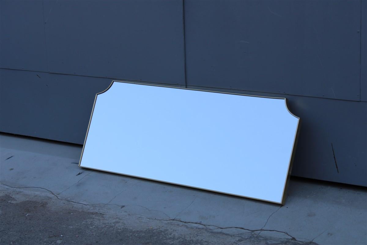 Mid-20th Century Shaped Mirror from the 1950s in Gilded Aluminum Italian Design Rectangular