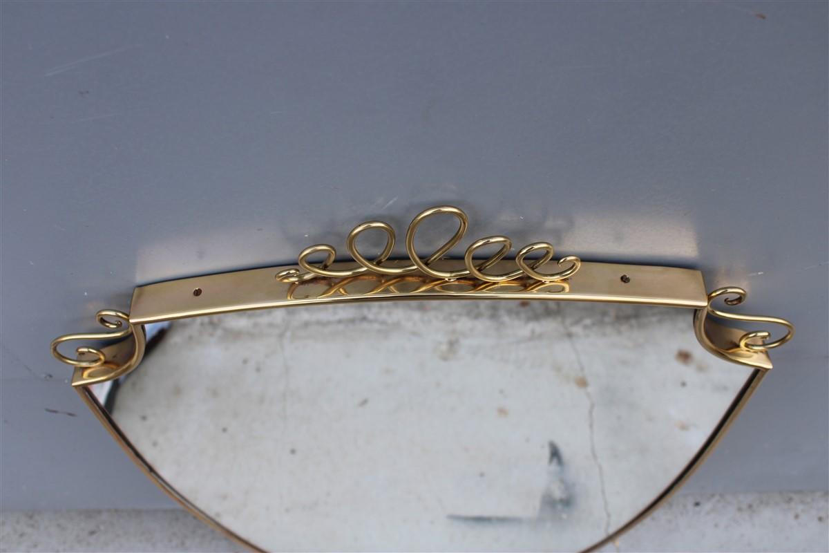 Shaped Mirror in Brass Gold Italian Mid-Century Design 2