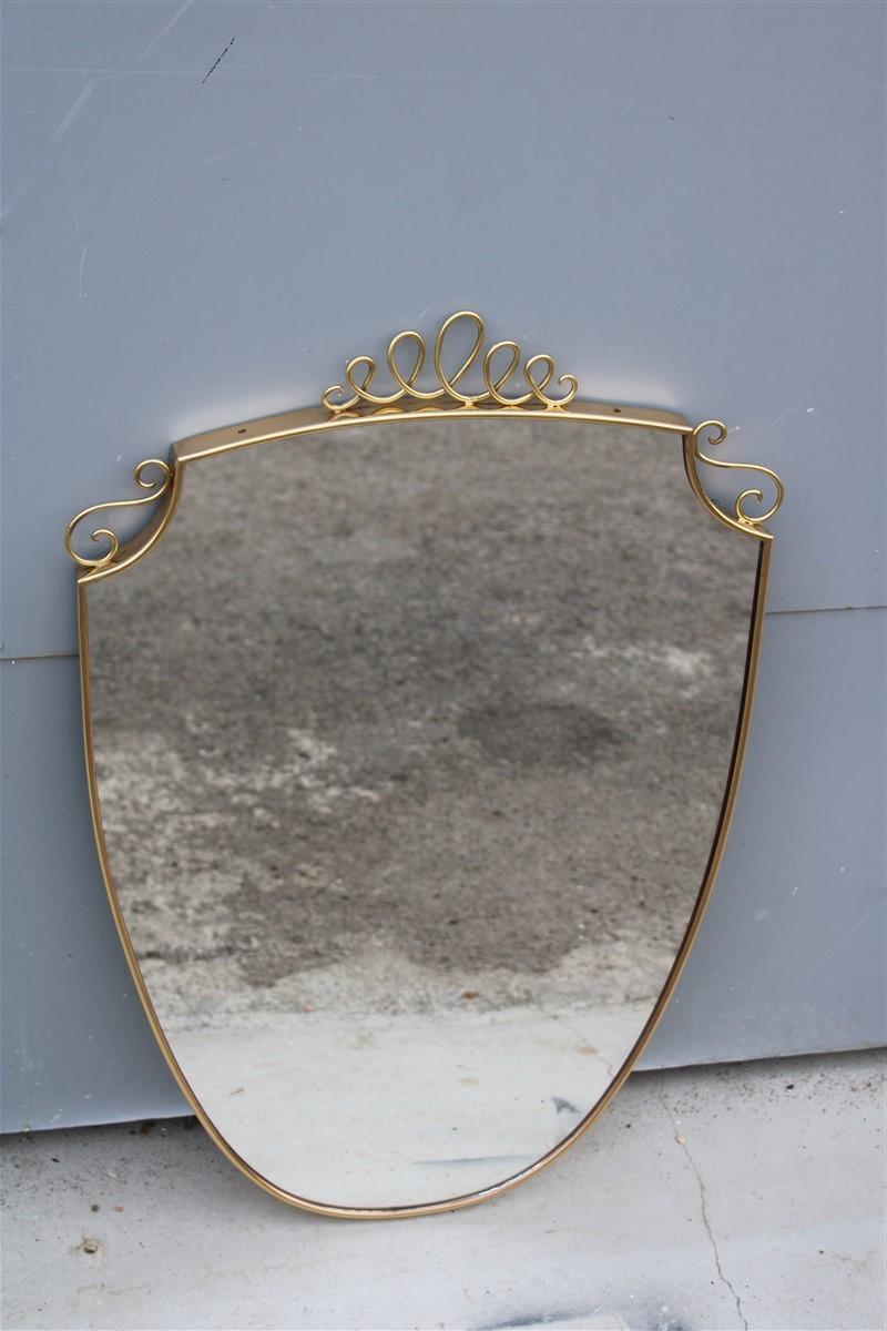 Shaped Mirror in Brass Gold Italian Mid-Century Design 3