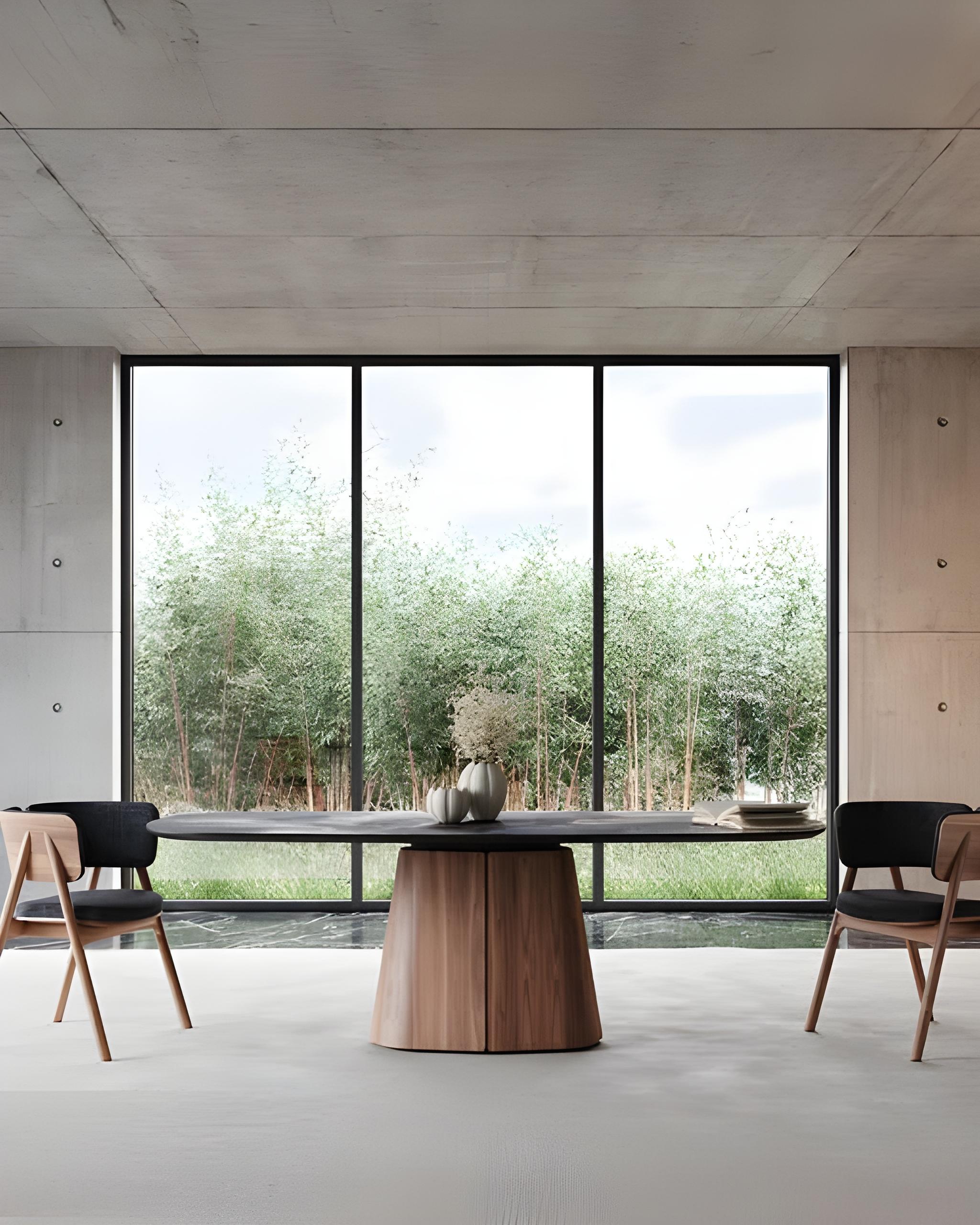 Table de salle à manger ovale avec base laquée sculpturale en vente 2