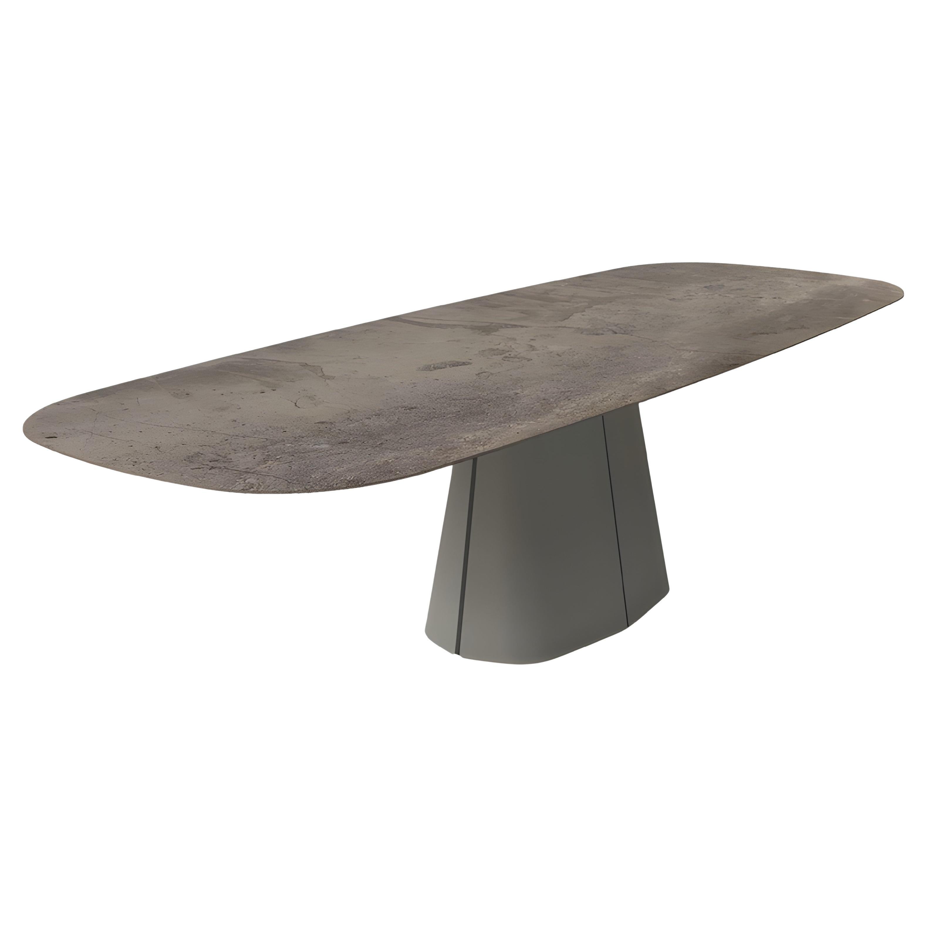 Shaped Oval Ceramic Dining Table with Sculptural Lacquered Base