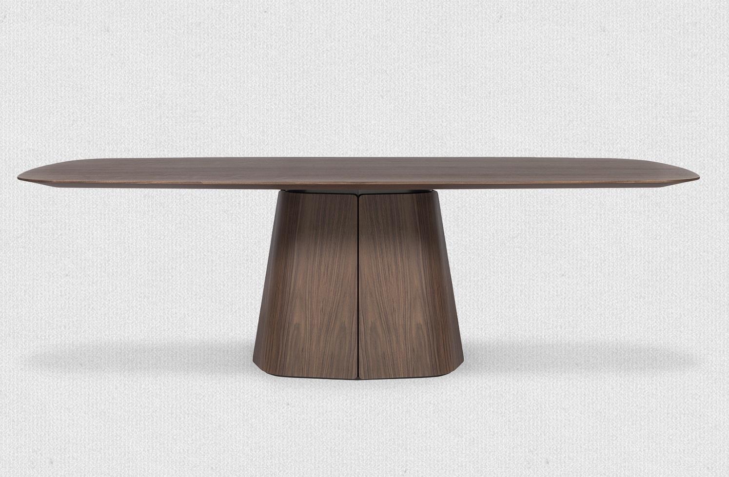 Modern Shaped Oval Table In Black-Stained Solid Oak For Sale