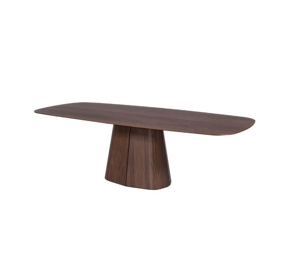 Greek Shaped Oval Table In Black-Stained Solid Oak For Sale