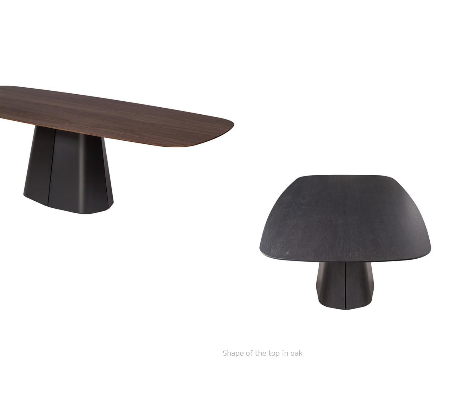 Hand-Crafted Shaped Oval Table In Black-Stained Solid Oak For Sale