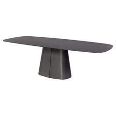 Table ovale en chêne massif teinté noir