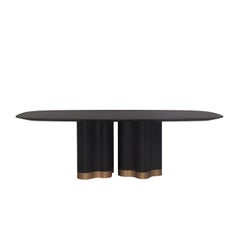 Table ovale en bois massif ou laqué (base et plateau)