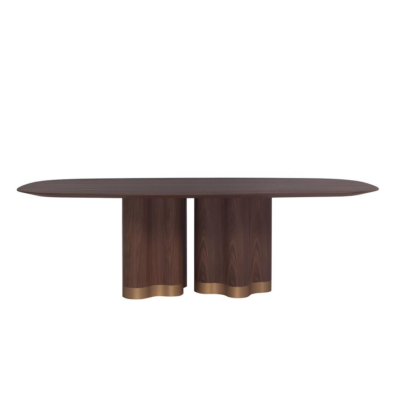 Moderne Table ovale en bois massif ou laqué (base et plateau) en vente